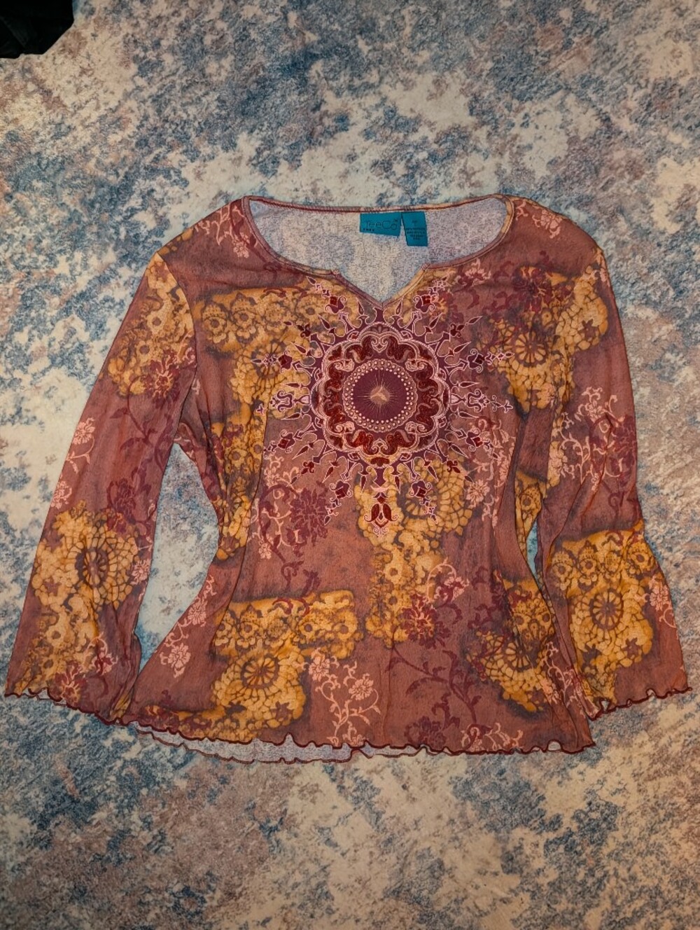 Vintage Boho Floral Beaded Long Sleeve